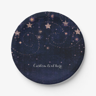 Assiettes En Carton Purple & Gold Starry Celestial Whimsical Party
