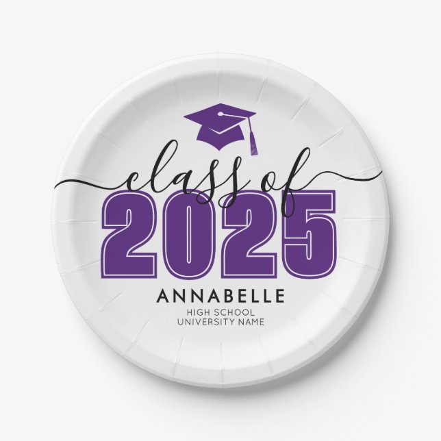 Assiettes En Carton Purple Graduation Party (Devant)