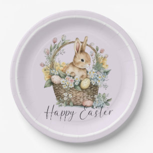 Assiettes En Carton Purple Lilac Joyeux Lapin de Pâques