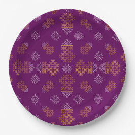 Assiettes En Carton Purple Minimal Tamil Kolam Pongal Design