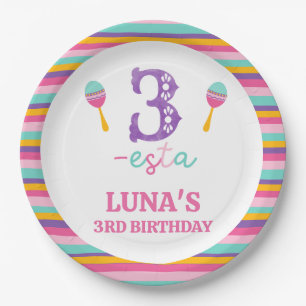 Assiettes En Carton Purple nombre Trois-esta 3ème Anniversaire Plaque 