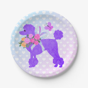 Assiettes En Carton Purple Poodle Party Filles Anniversaire