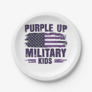 Assiettes En Carton Purple Up Militaire Enfants Mois de sensibilisatio