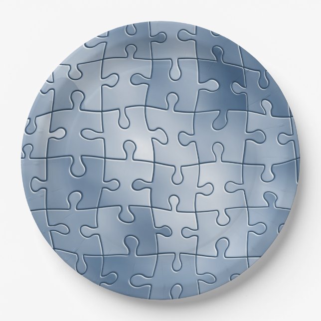 Assiettes En Carton Puzzle gris (Devant)