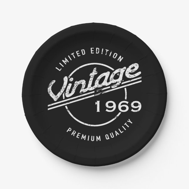 Assiettes En Carton Qualité Premium d'anniversaire 1969 (Devant)