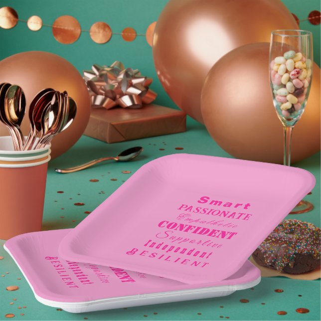 Assiettes En Carton Qualités des grandes femmes roses (Multi)