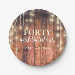 Assiettes En Carton Quarante et anniversaire en bois rustique fabuleux