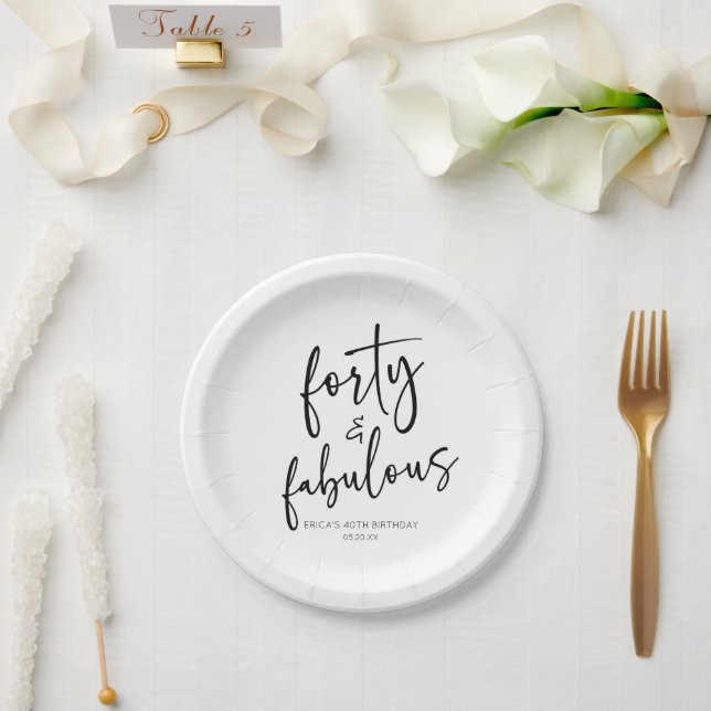 Assiettes En Carton Quarante et fabuleux Minimal 40e fête d'anniversai (Mariage)