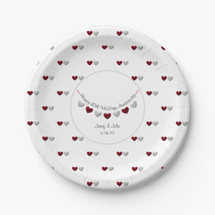 Assiettes En Carton quarantième Étamine rouge rouge de coeur