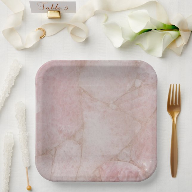 Assiettes En Carton Quartz rose (Mariage)