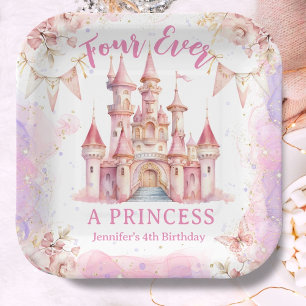 Assiettes En Carton Quatre Ever A Princess Pink Castle Girl 4e anniver