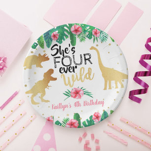 Assiettes En Carton Quatre filles dinosaures sauvages de tous les jour