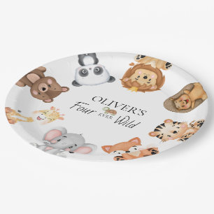Assiettes En Carton Quatre fois safari sauvage 4ème anniversaire