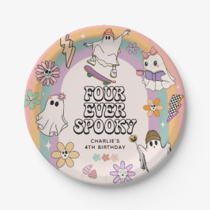 Assiettes En Carton Quatre Jour Éffrayant d'Halloween 4e anniversaire