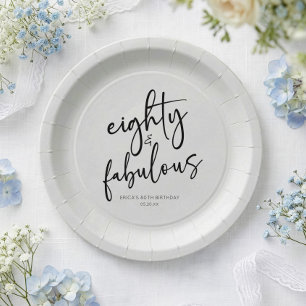 Assiettes En Carton Quatre-vingts & Fabuleux Anniversaire Minimal 80 A
