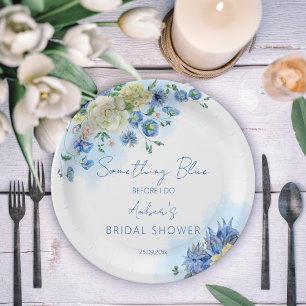 Assiettes En Carton Quelque chose de bleu avant de faire nuptiale douc