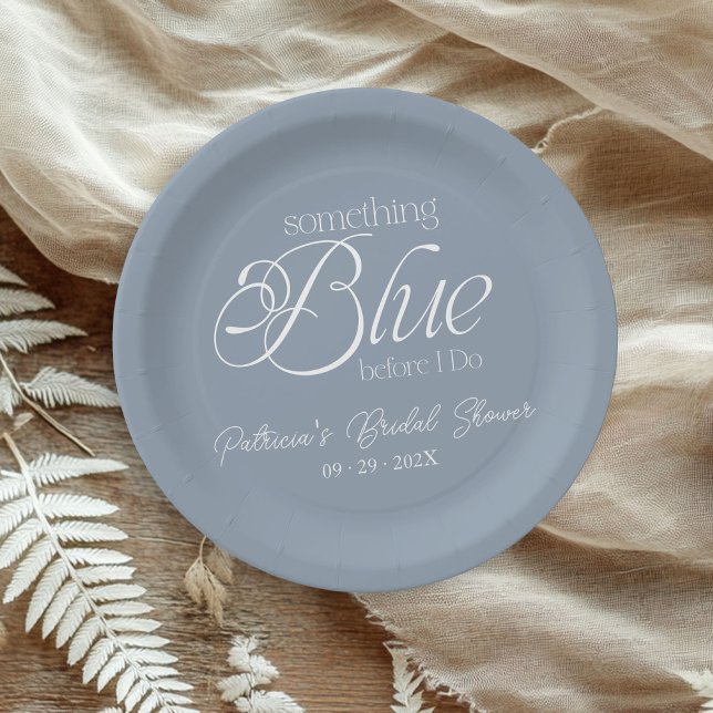 Assiettes En Carton Quelque Chose de Bleu Avant la Fête de Mariage (Créateur téléchargé)