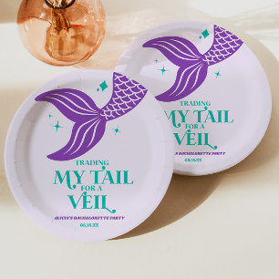 Assiettes En Carton Queue de commerce pour Veil Mermaid Bachelorette P