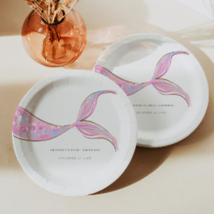 Assiettes En Carton Queue de sirène pourpre Plaques de papier d'annive
