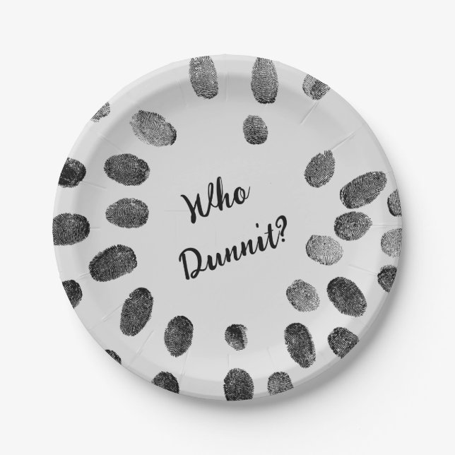 Assiettes En Carton "Qui Dunnit ?" Mystère du meurtre d'anniversaire (Devant)