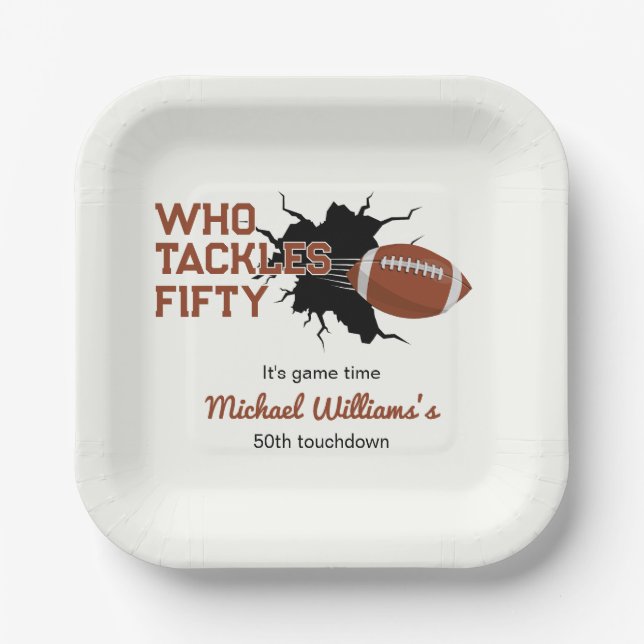 Assiettes En Carton Qui s'attaque Cinquante Funny Football 50e Anniver (Recto)