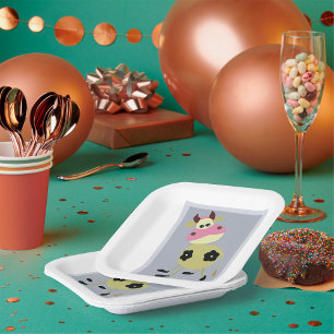 Assiettes En Carton Quirinal Cartoon Vache Fun Animal de ferme