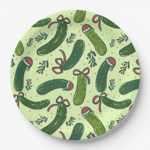 Assiettes En Carton Quirky Festive Pickles de Noël Motif