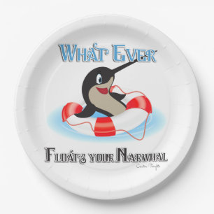 Assiettes En Carton Quoi que Flotte ton mème Narwhal