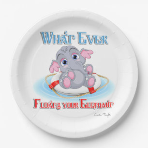 Assiettes En Carton Quoi qu'il flotte votre bébé éléphant