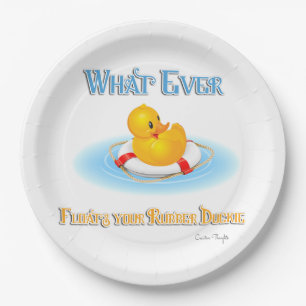 Assiettes En Carton Quoi qu'il Flotte votre Duckie en caoutchouc