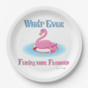 Assiettes En Carton Quoi qu'il flotte votre Flamant rose 2