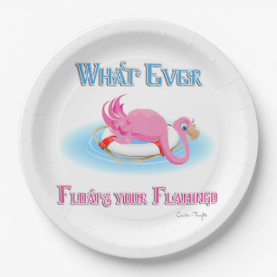 Assiettes En Carton Quoi qu'il flotte votre Flamant rose 3