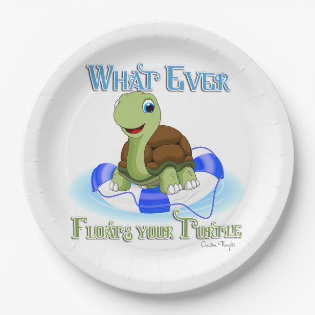 Assiettes En Carton Quoi qu'il flotte votre tortue 2 (Devant)