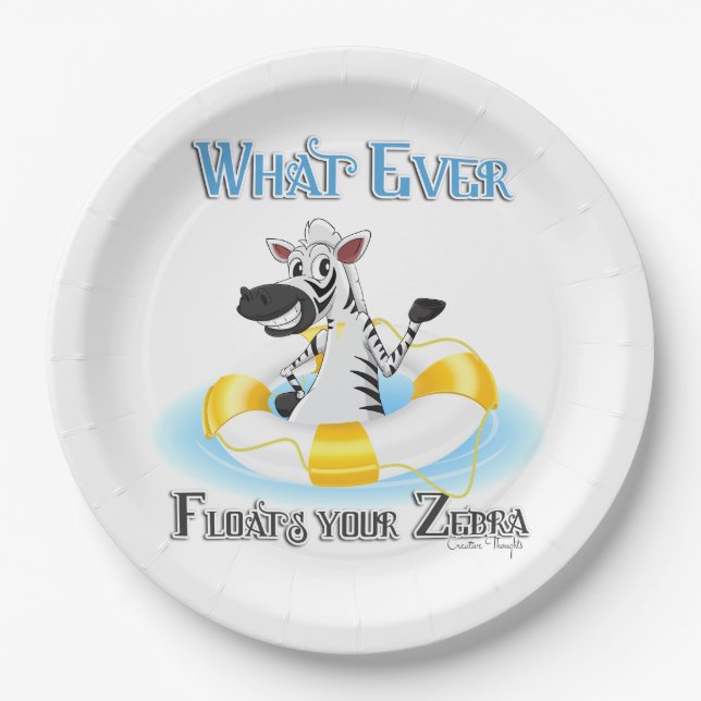Assiettes En Carton Quoi qu'il flotte votre Zebra (Devant)