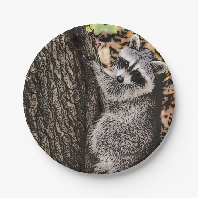 Assiettes En Carton Raccoon sauvage (Devant)