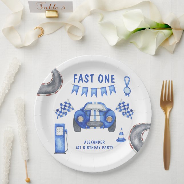Assiettes En Carton Race Car Première fête d'anniversaire (Mariage)