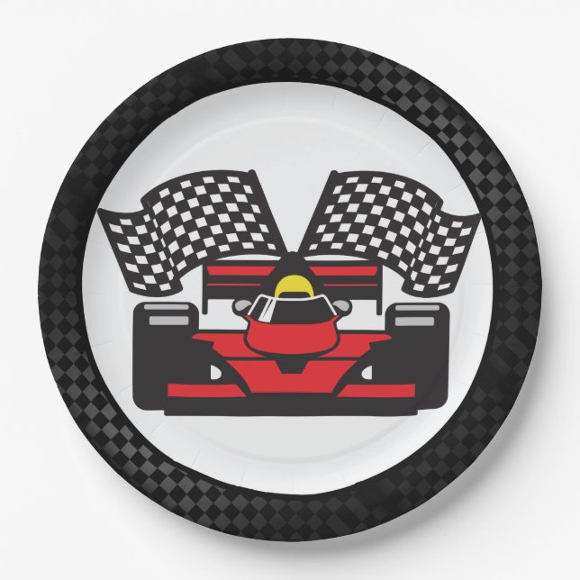 Assiettes En Carton Race Voiture Conception Papier Plaque (Devant)