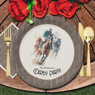 Assiettes En Carton Racehores Derby Party Brown