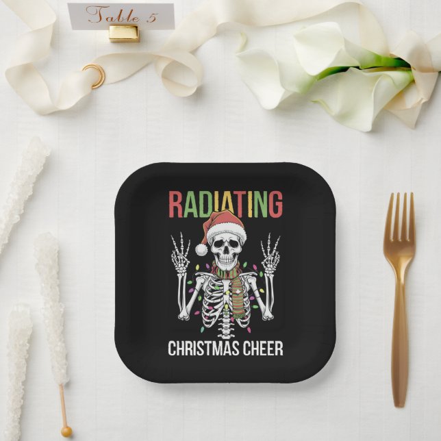 Assiettes En Carton Radiologie Noël Père Noël Skeleton Xray Technicien (Mariage)
