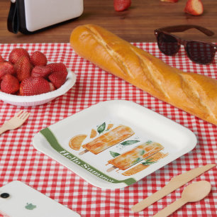 Assiettes En Carton Rafraîchir les cépages orange, BONJOUR ÉTÉ