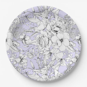 Assiettes En Carton Raie eucalyptus rose romantique tirant lilas