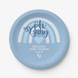 Assiettes En Carton Rainbow Baby Boys Personnalisé Blue Heart