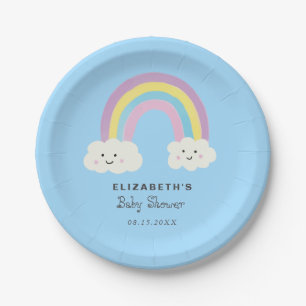 Assiettes En Carton Rainbow Baby shower Boy Cute Pastel Whimsical
