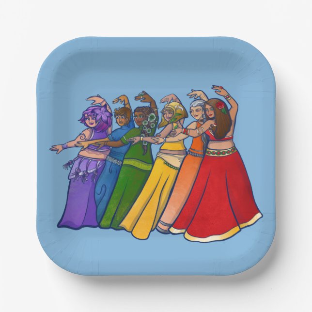 Assiettes En Carton Rainbow Belly Dancer Art Belly Dance Troupe (Recto)
