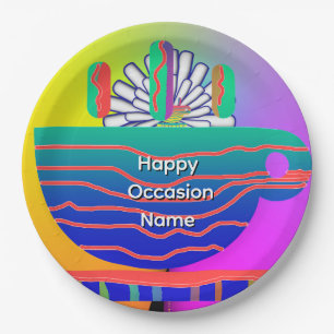 Assiettes En Carton Rainbow Blue Cup Saucer Party