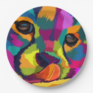 Assiettes En Carton Rainbow Cheetah