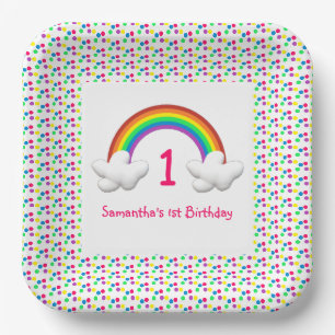 Assiettes En Carton Rainbow Girl N'importe quel âge Anniversaire