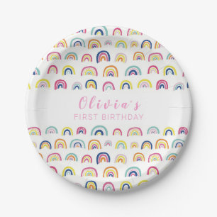Assiettes En Carton Rainbow Girls First Birthday Party