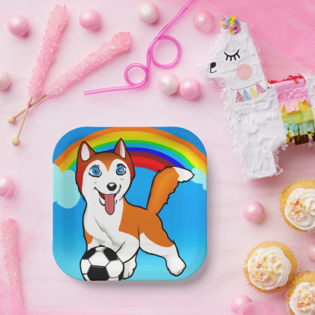 Assiettes En Carton Rainbow Husky (Fête)