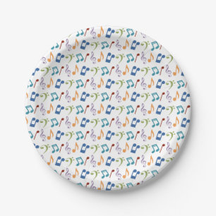 Assiettes En Carton Rainbow Music Notes (White)